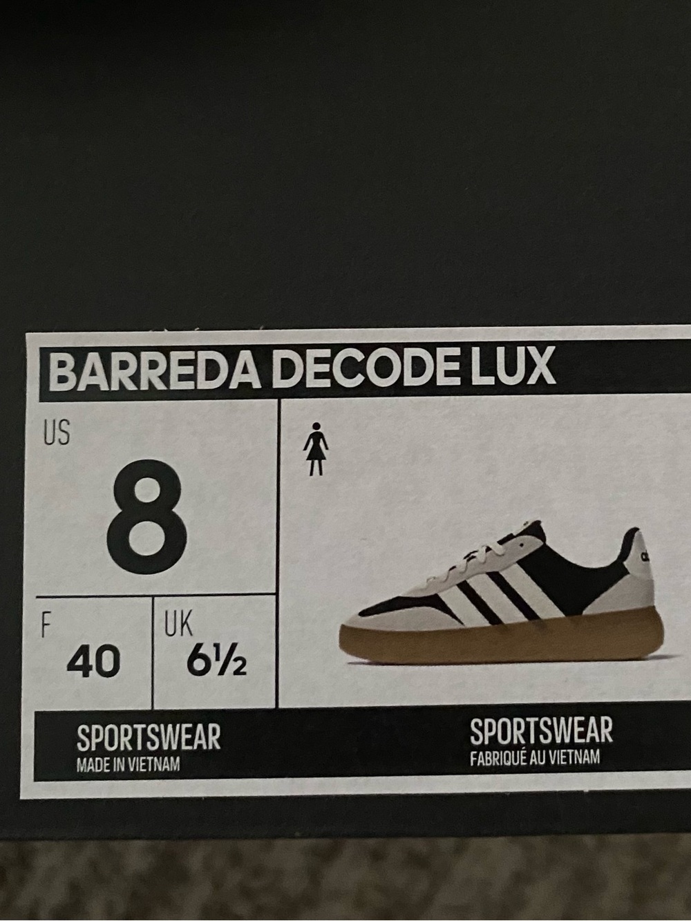 adidas Barrera decode lux: Black, White & Cream Low-Top Sneakers with Gum Sole - Picture 6 of 6